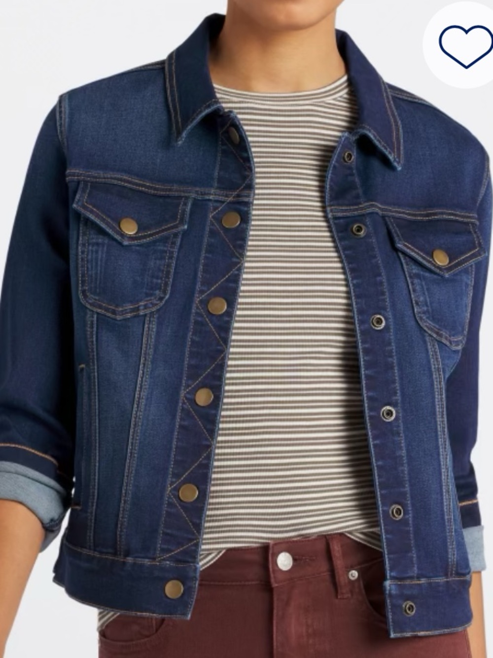 Prosperity Jolene Snap Button Denim Jacket - Dark Blue